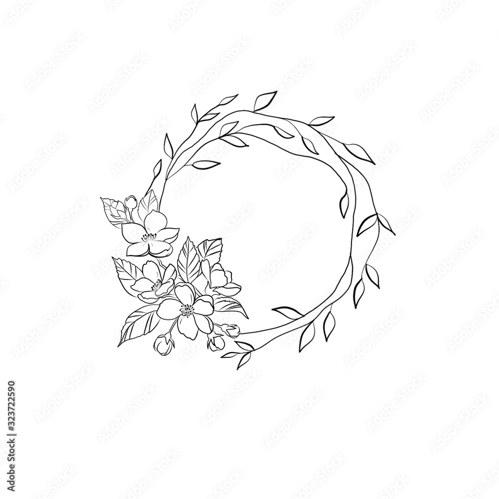 frame with leaves and flowers frame with leaves and flowers