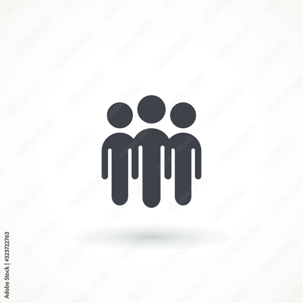 People Icon in trendy flat style isolated on white background. Crowd sign. 3 three Persons symbol for your web site design, logo People Icon in trendy flat style isolated on white background. Crowd sign. 3 three Persons symbol for your web site design, logo
