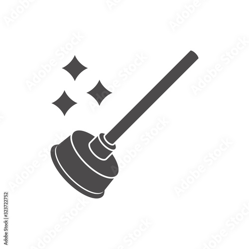 Plunger for cleaning clogged sewer pipes icon in flat style.Vector illustration.