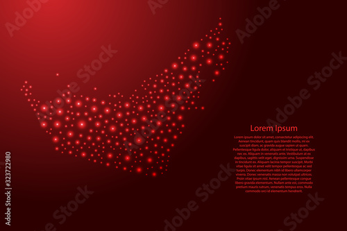 United Arab Emirates UAE map from red and glowing space stars abstract concept geometric shape. Vector illustration.