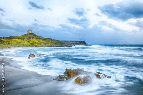 Stunning  view of  Capo San Marco Lighthouse on Del Sinis peninsula. photo