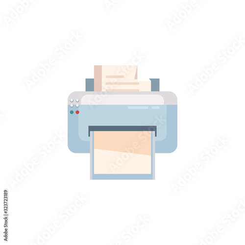 Isolated printer with data document fill style icon vector design
