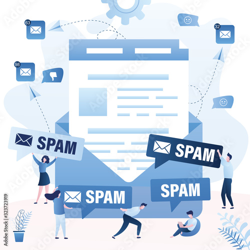  Spamming and hacking attack. Malware, phishing concept background.