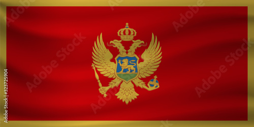 Waving flag of Montenegro. Vector illustration