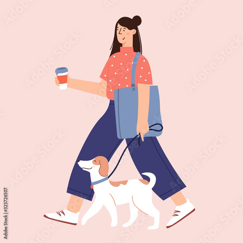 Flat Cartoon Vector Illustration about Human and dogs friendship 