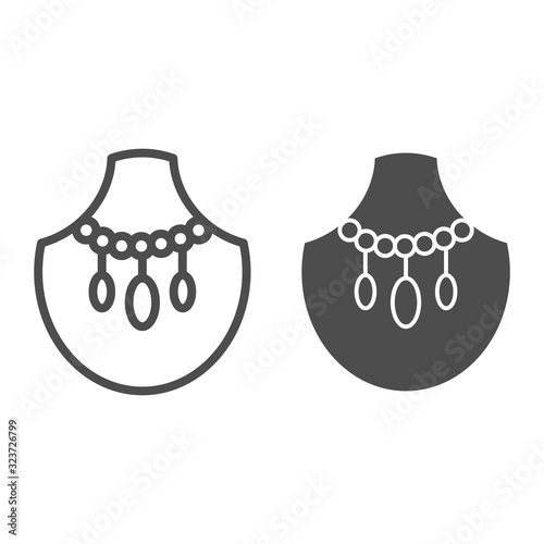 Malachite necklace line and glyph icon. Gemstone jewel vector illustration isolated on white. Jewelry outline style design, designed for web and app. Eps 10. photo