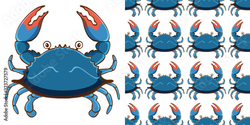 Seamless background design with blue crab