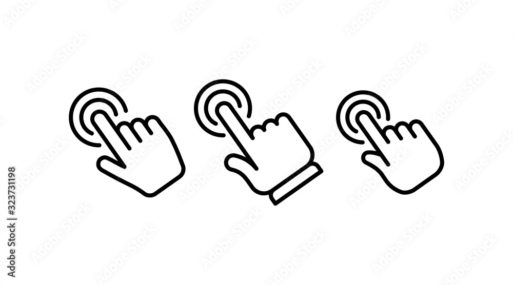 Hand click vector icon. Set of clicking pointers. Hand click vector icon. Set of clicking pointers.