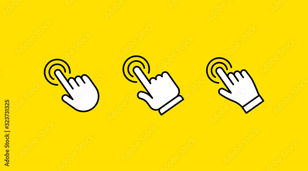 Hand click vector icon. Set of clicking pointers. Hand click vector icon. Set of clicking pointers.