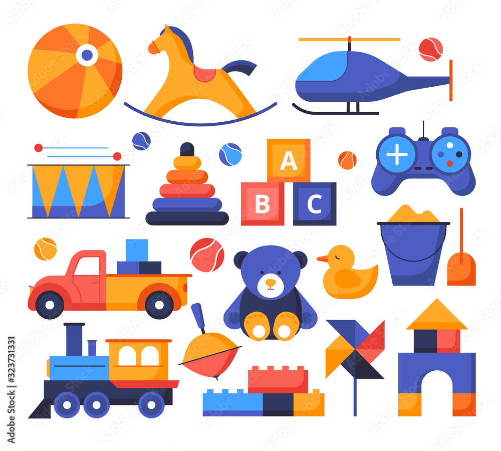 Fototapeta premium Toys - set of flat design style elements