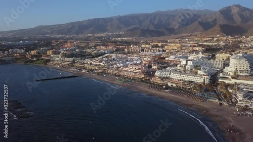 Aerial panorama of Playa de las Americas resort and Playa de Fanabe beach, Tenerife, Canary islands, Spain. photo