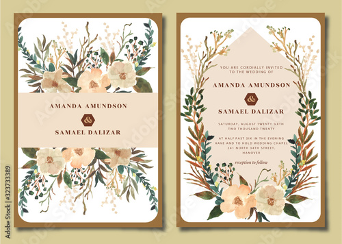 Wallpaper Mural wedding invitation suite with rustic floral  watercolor Torontodigital.ca