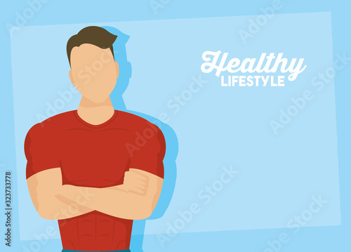 young man athlete character healthy lifestyle