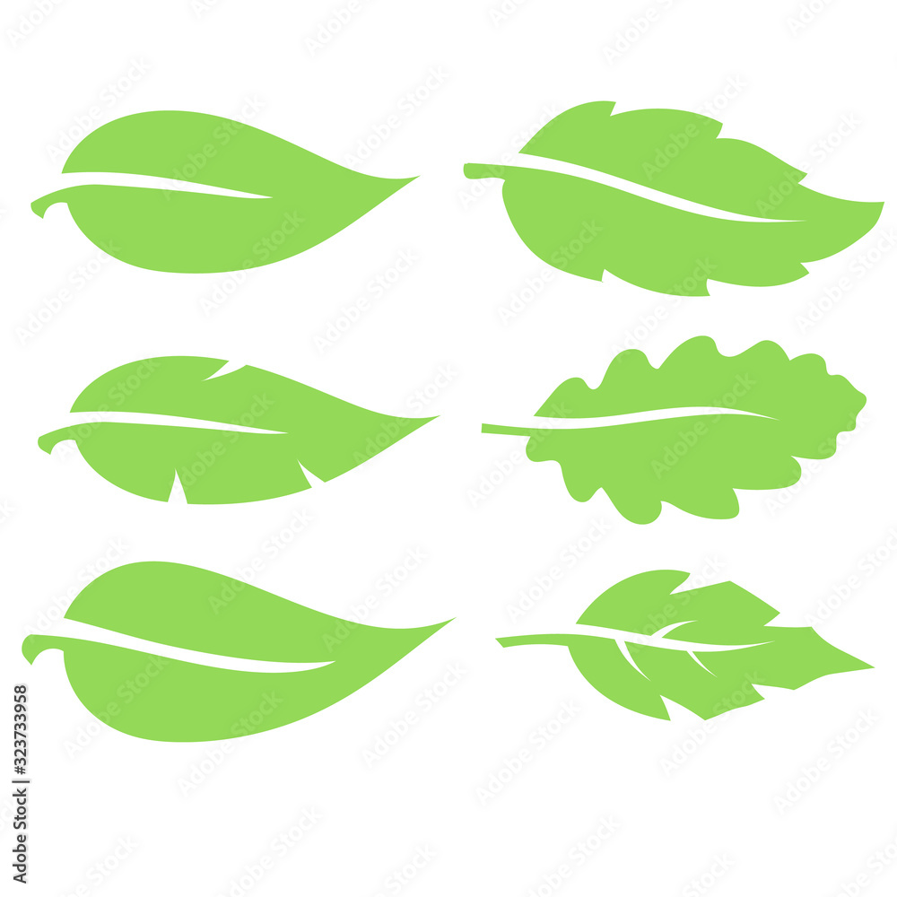 Vector Illustration. Green leaf icons set on white background. Vector Illustration. Green leaf icons set on white background.