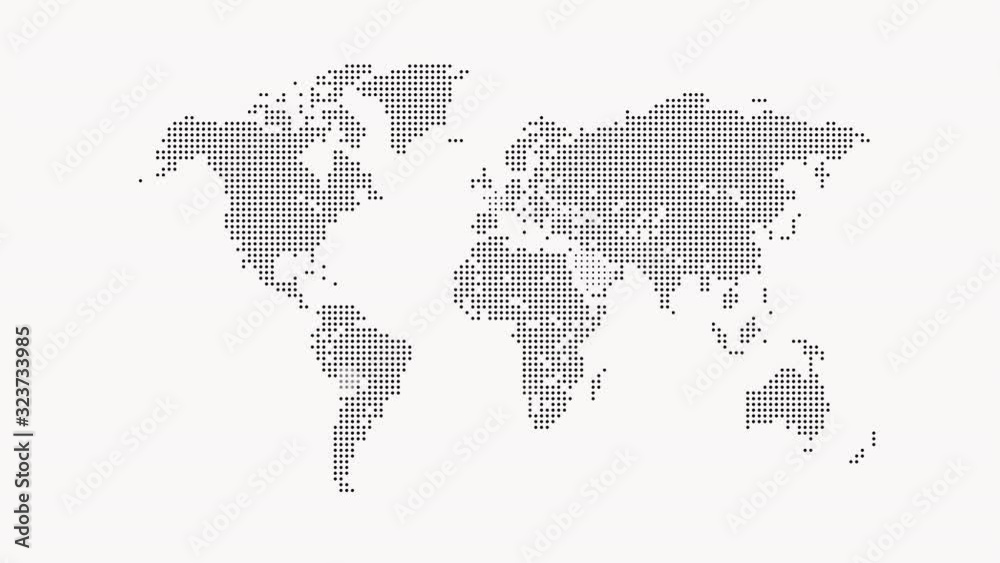 Dotted world map Flashing in various countries,4k