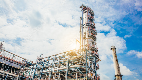 Industrial zone,The equipment of oil refining,Close-up of industrial pipelines of an oil-refinery plant,Detail of oil pipeline with valves in large oil refinery.