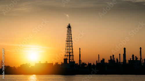 Oil refinery or petrochemical industry with ship in thailand. for Logistic Import Export background. © vacancylizm