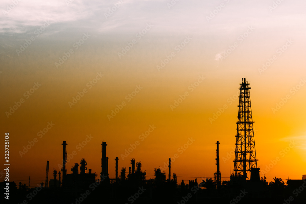Oil refinery or petrochemical industry with ship in thailand. for Logistic Import Export background. Oil refinery or petrochemical industry with ship in thailand. for Logistic Import Export background.