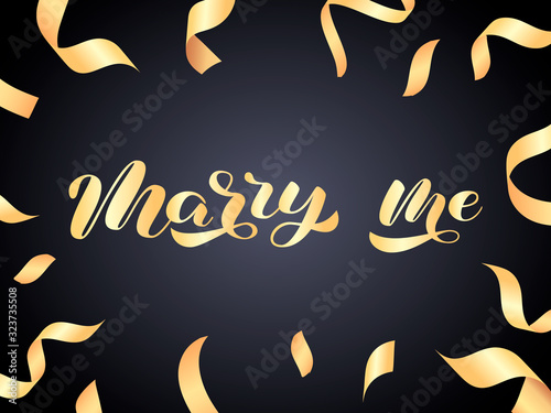 Marry me brush lettering. Vector stock illustration for poster or banner