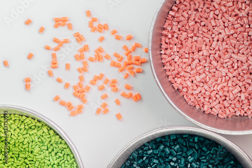 plastic granules close up for holding,Colorful plastic granules with white background.