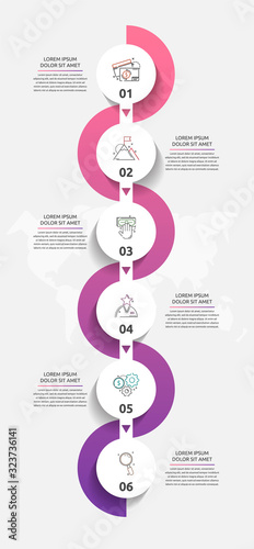 Vector template circle infographics. Business concept with 6 options and parts. Six steps for content, graph, diagrams, slideshow