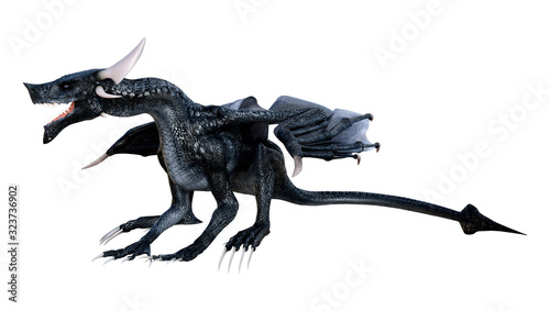 3D Rendering Fairy Tale Dragon on White