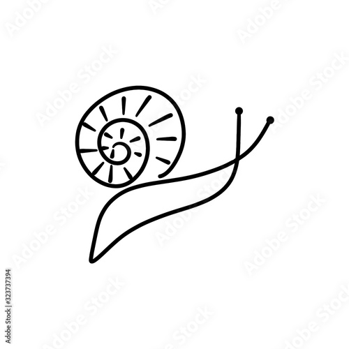 Linear sketch of a snail. Vector illustration