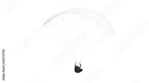 Blank white paraglider with harness mockup, looped rotation photo