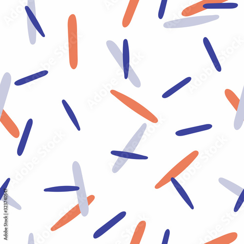 Fototapeta Colored seamless pattern with random uneven short lines. Simple print drawn by hand. Vector illustration.
