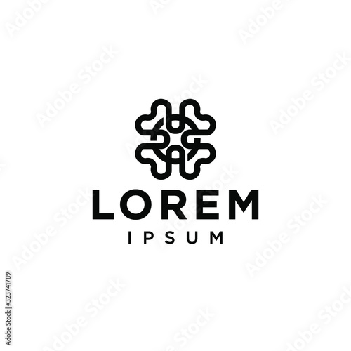 clover leaf logo made of heart icon design