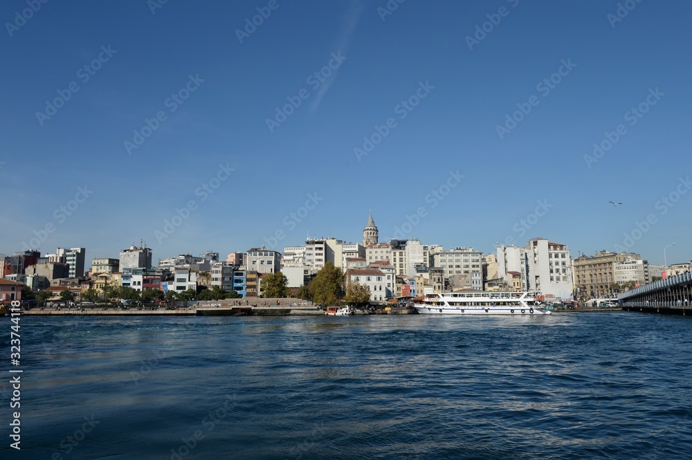 View of the Golden horn Bay and Galata tower in Istanbul