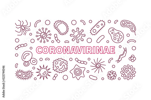Coronavirinae vector concept outline horizontal illustration or banner