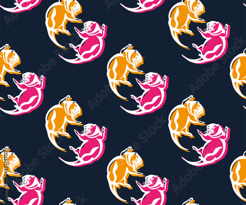Vector background hand drawn with otter. Hand drawn ink illustration. Modern ornamental decorative background. Vector pattern. Print for textile, cloth, wallpaper, scrapbooking
