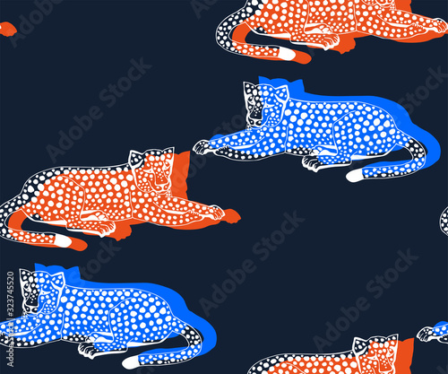 Vector background hand drawn exotic wild animals. Hand drawn ink illustration. Modern ornamental decorative background. Vector pattern. Print for textile, cloth, wallpaper, scrapbooking