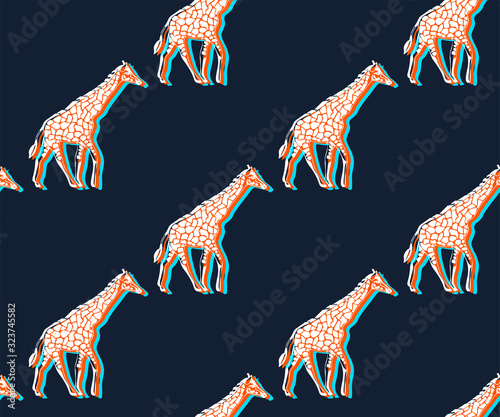 Canvas Print Vector background hand drawn exotic wild animals