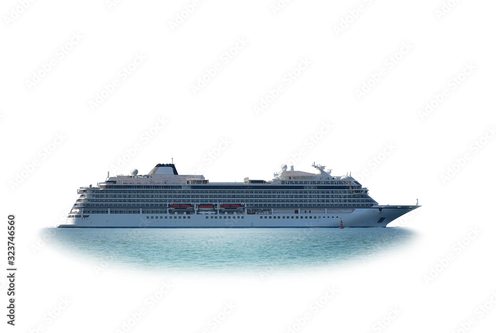 Cruise ship, Ferry isolated on white background.