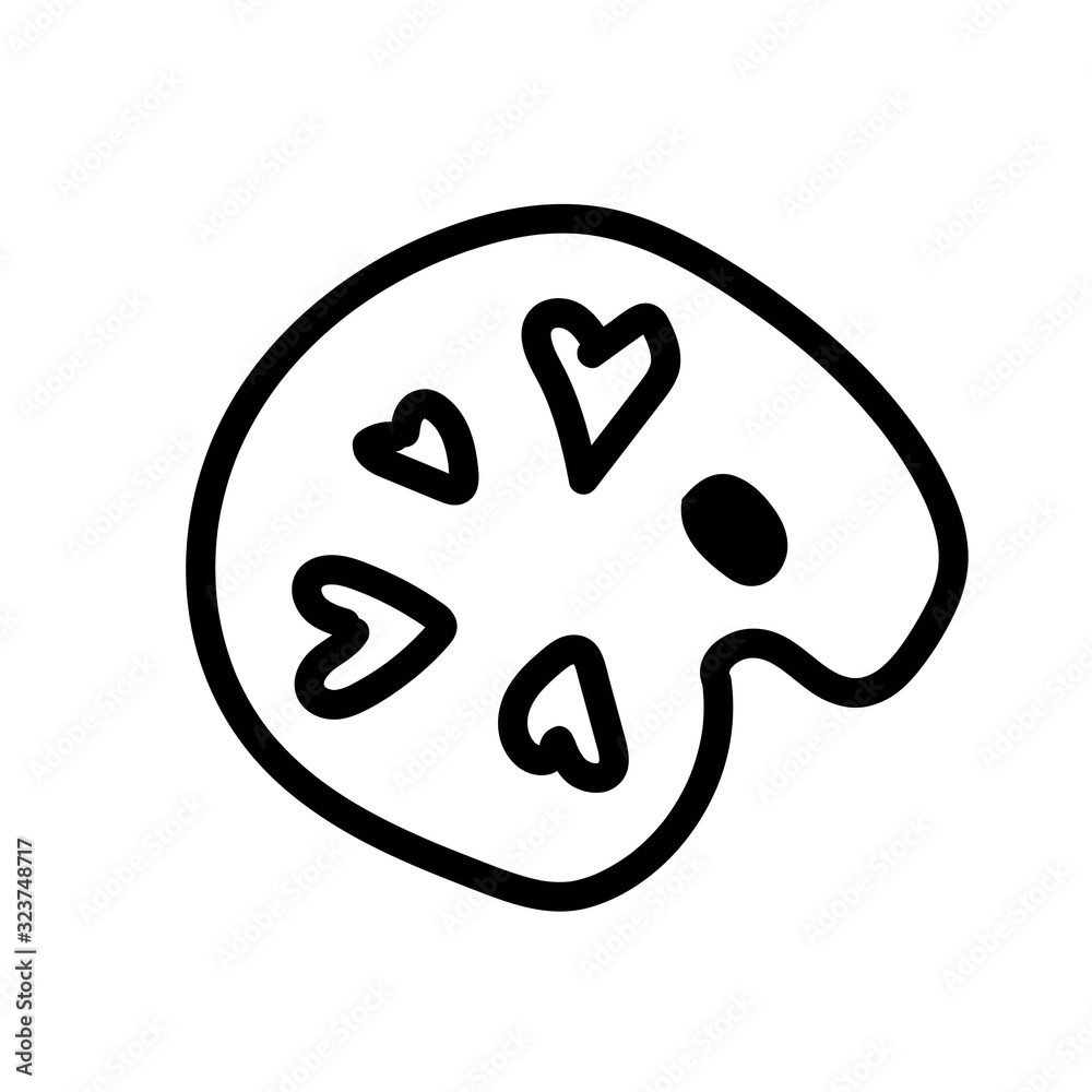 Vector art palette. Illustration as an icon on white isolated background black line art. Design for social networks, web, prints, cards, coloring, banners, wrapping paper.