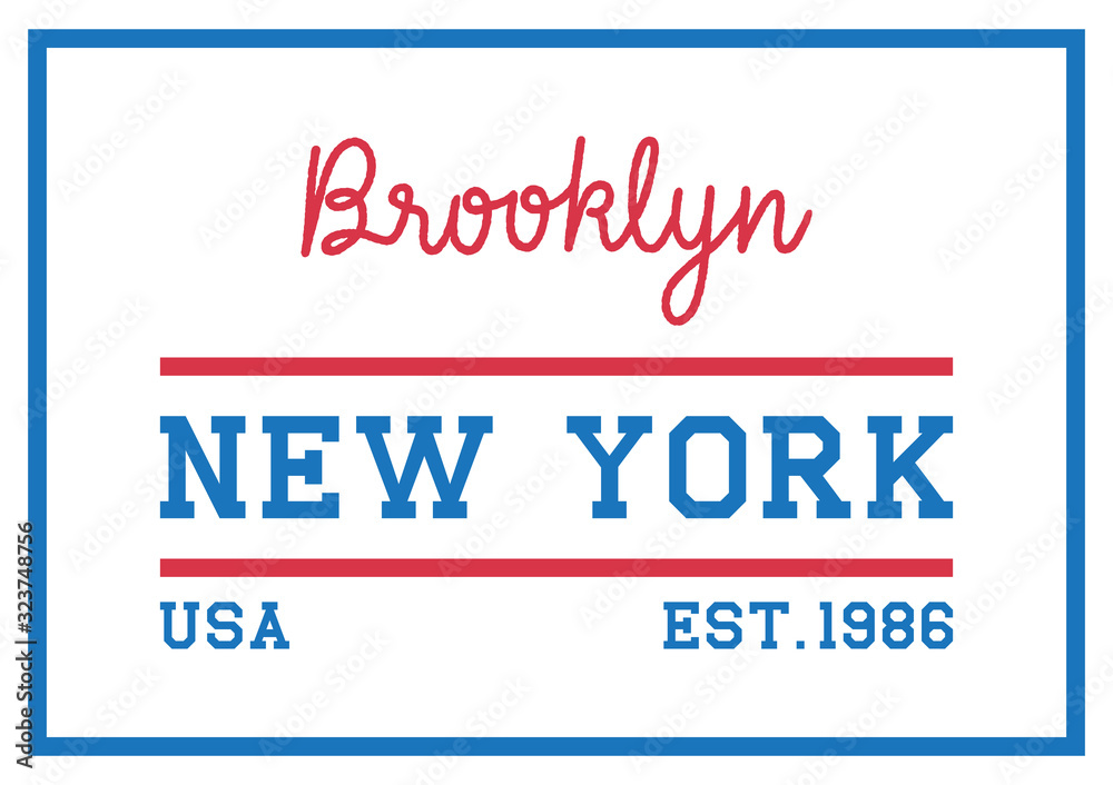 Fototapeta premium Brooklyn hand lettering with New York typography design