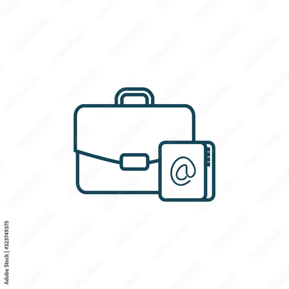 Isolated suitcase bag and notebook line style icon vector design Isolated suitcase bag and notebook line style icon vector design