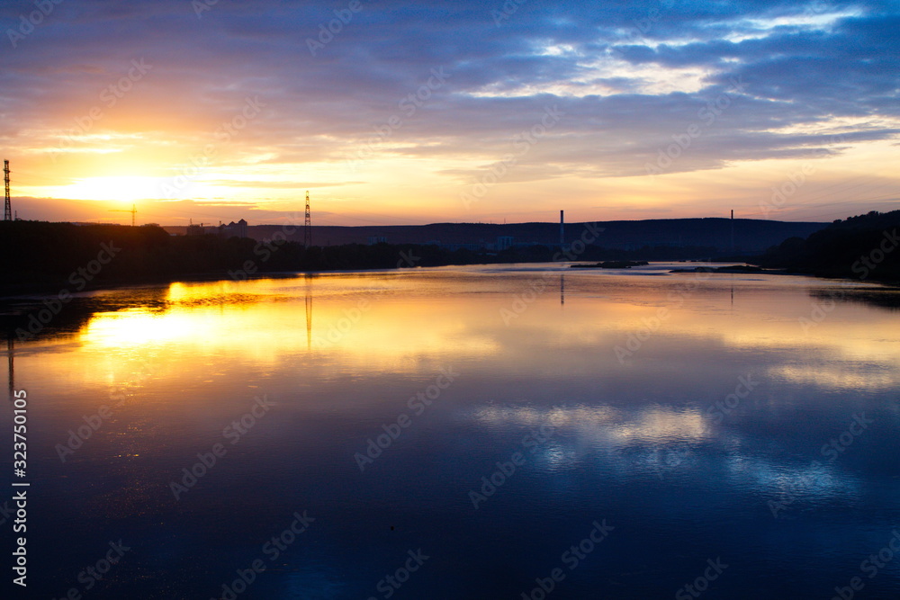 sunset over lake