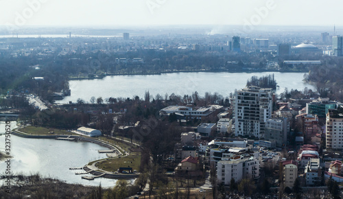 Bucharest - aerial view of the noth side of Bucharest. photo