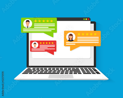User reviews flat icon or feedback. Flat icon style vector illustration