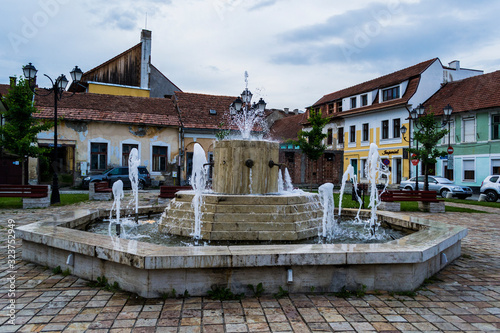 The fountain in the small market, Bistrita city