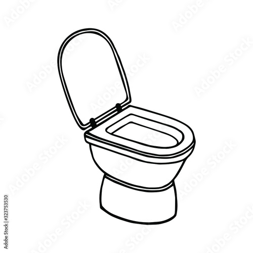 toilet bowl with a lid. eps10 vector stock illustration. out line