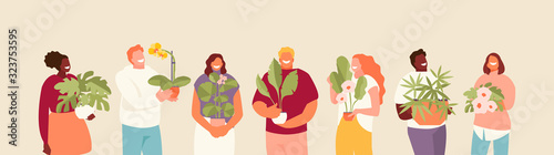 People with flowers vector