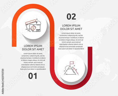 Vector template circle infographics. Business concept with 2 options and parts. Two steps for diagrams, flowchart, timeline. Path step by step