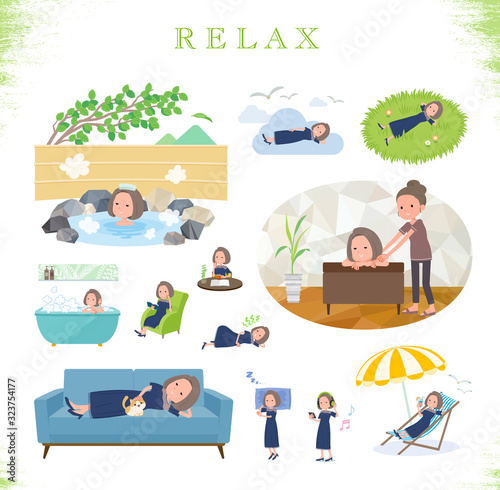 flat type Navy blue dress women_relax