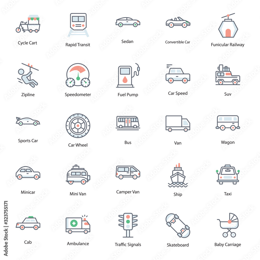Transport Agency and Car Repair Flat Vectors Pack Transport Agency and Car Repair Flat Vectors Pack