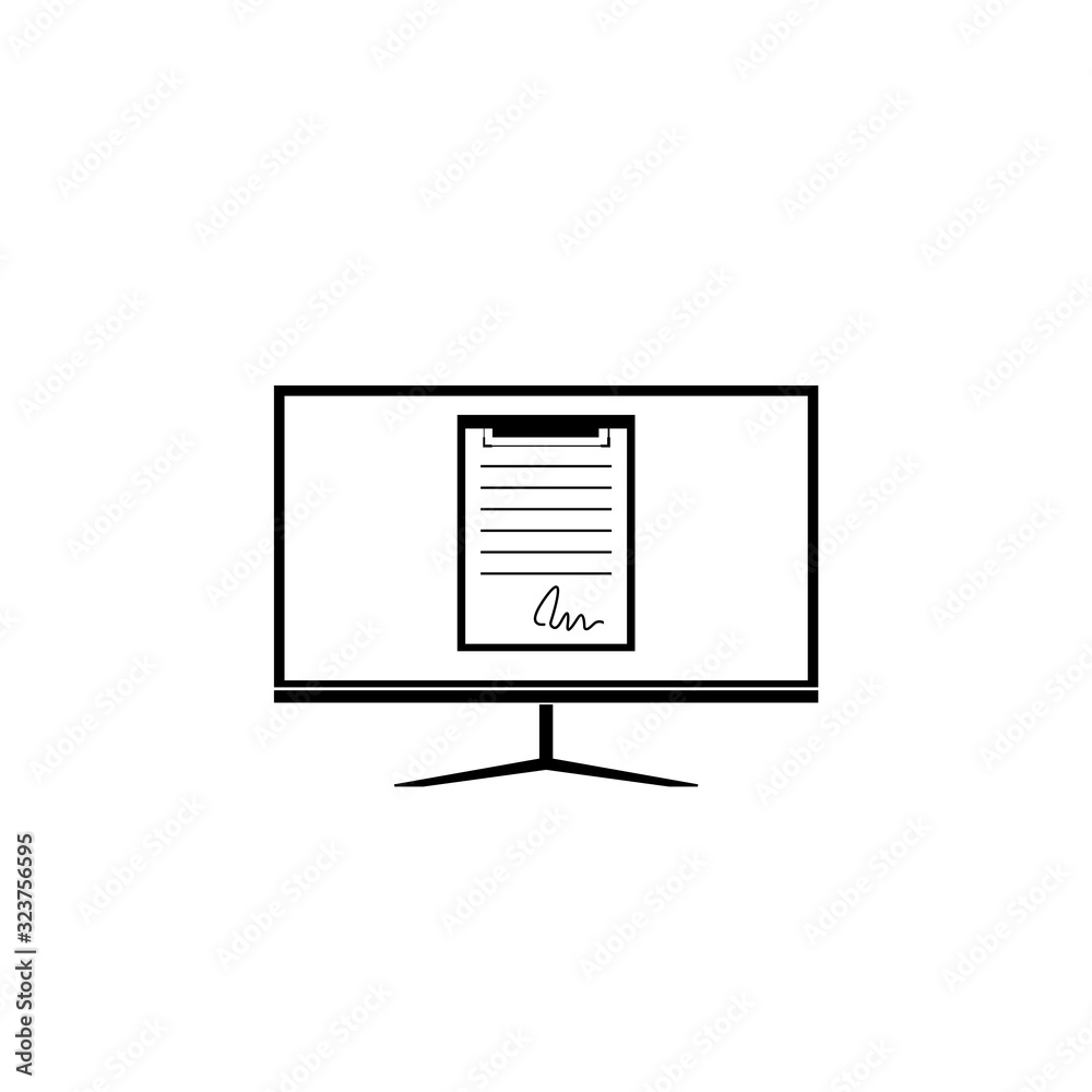 Online form survey on pc computer. Online electronic document on computer display icon Online form survey on pc computer. Online electronic document on computer display icon