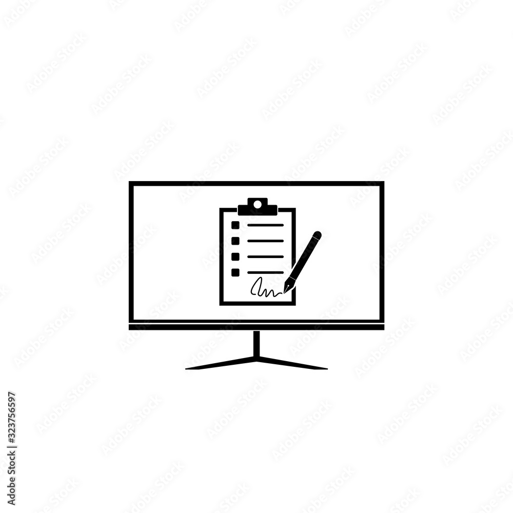 Online form survey on pc computer. Online electronic document on computer display icon Online form survey on pc computer. Online electronic document on computer display icon